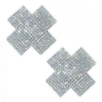 Neva Nude Cross Crystal Jewel Reusable Silicone Nipple Pasties - Clear O/s