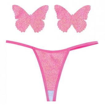 Neva Nude Naughty Knix Bella Rosa Shimmer G-string & Pasties - Soft Pink O/s