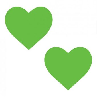 Neva Nude Temperature Reactive Heart Pasties - Neon Green