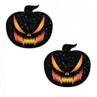 Neva Nude Black Light Jack O Lantern Pasties - Orange/black O/s
