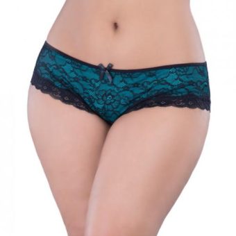 Cage Back Lace Panty Black Teal 3X/4X