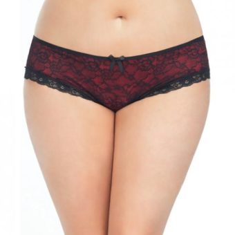 Cage Back Lace Panty Black Red 3X/4X