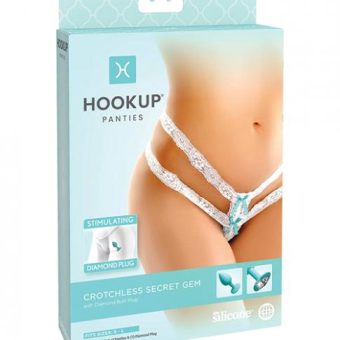 Hookup Panties Crotchless Secret Gem White S-l