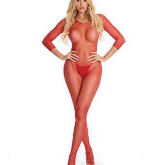 Pink Lipstick RisquÃÂÃÂ© Crotchless Bodystocking Red S/m