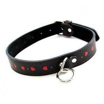 Plesur Pvc Collar W/hearts - Black/red