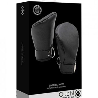 Shots Ouch Puppy Play Lined Fist Mitts - Black