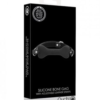 Shots Ouch Puppy Play Silicone Bone Gag - Black