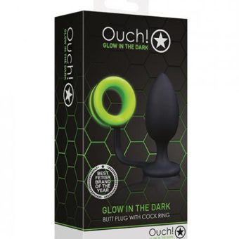 Shots Ouch Butt Plug W/cock Ring - Glow In The Dark