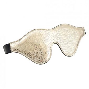 Spartacus Blindfold W/leather - White Snakeskin Micro Fiber
