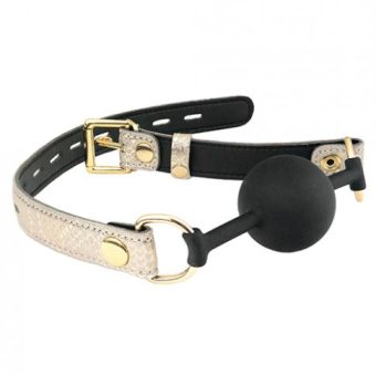 Spartacus Silicone Gag Leather Lining White Snakeskin Microfiber