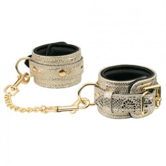 Spartacus Wrist Restraints Leather Lining White Snakeskin Micro Fiber