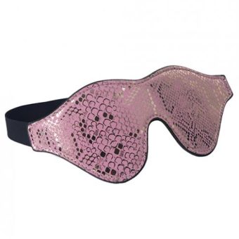 Spartacus Blindfold W/leather - Pink Snakeskin Micro Fiber