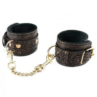 Spartacus Faux Fur Lining Ankle Restraints Brown Floral Print