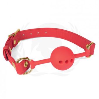 Spartacus Silicone Ball Gag W/red Pu Straps - 46 Mm