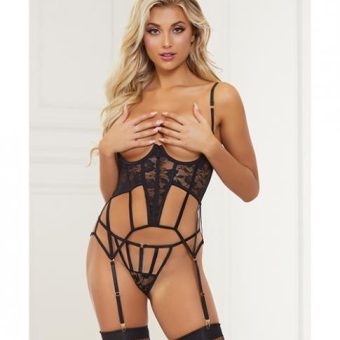 Super Sexy Bustier W/g-string Black O/s