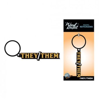 Wood Rocket They/them Keychain - Black/gold