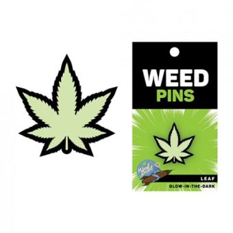 Wood Rocket Weed Pot Leaf Pin - Glow In The Dark