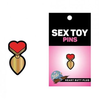 Wood Rocket Sex Toy Heart Butt Plug Pin - Red/gold