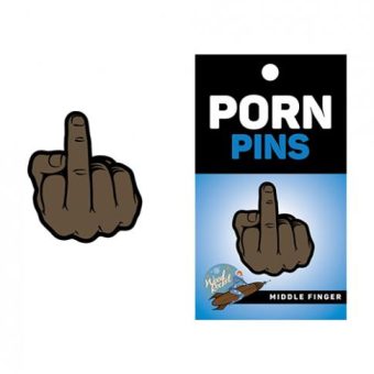 Wood Rocket Middle Finger Pin - Brown