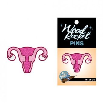 Wood Rocket Uterus Large Pin - Pink