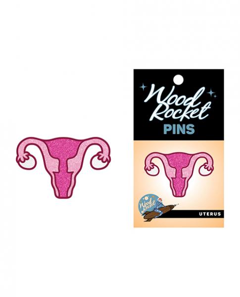 Wood Rocket Uterus Large Pin - Pink