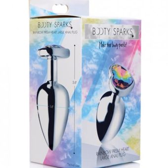 Bootysparks Rainbow Prism Heart Anal Plug - Large