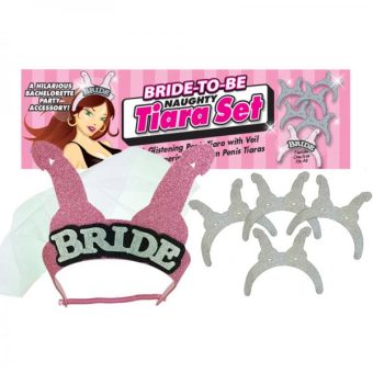 Bride To Be Naughty Bridal Tiara Set Pink Silver