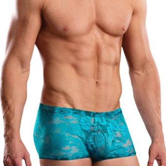 Mini Shorts Neon Lace Turquoise Blue Large