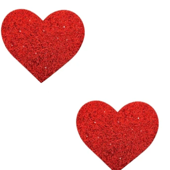 Neva Nude Pasty Hearts Glitter Red