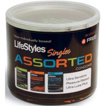 Lifestyles Singles Assorted Latex Condoms 40 Count Display