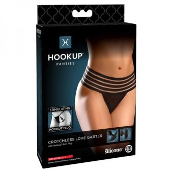 Hookup Crotchless Love Garter Black Fits Size S-l