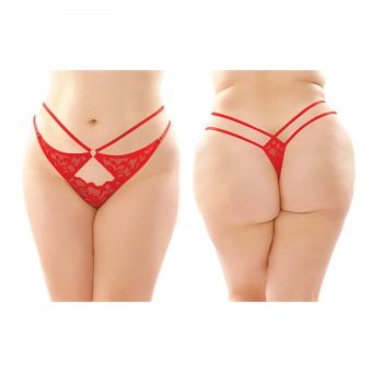 Jasmine Strappy Lace Thong With Front Keyhole Cutout 6-pack Q/s Red