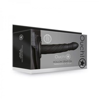 Ouch! Twisted Hollow Strap-on 8 In. Black