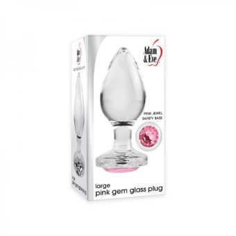Adam & Eve Pink Gem Glass Plug Large Pink