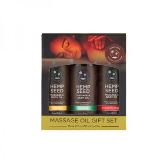 Earthly Body Hemp Seed Valentine Massage Oil Trio Gift Set Includes 1 Of Each: 2oz Massage Oil Cuddl