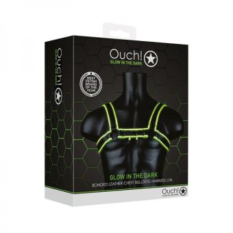 Ouch! Glow Chest Bulldog Harness - Glow In The Dark - Green - L/xl