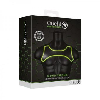 Ouch! Glow Neoprene Harness - Glow In The Dark - Green - S/m