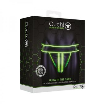 Ouch! Glow Striped Jock Strap - Glow In The Dark - Green - S/m