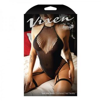 Vixen Text Me Back High-neck Gartered Teddy Black O/s
