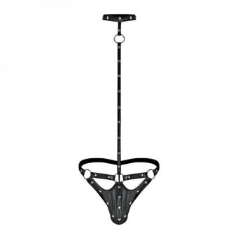 Male Power Fetish Tormentor Choker G-string Body Harness Black S/m