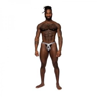 Male Power S'naked Criss Cross Thong Silver/black S/m