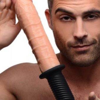 Onslaught 13X XL Vibrating Dildo Thruster Beige