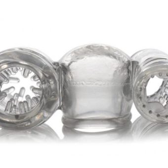 Twin Turbo Strokers 2 In 1 Wand Attachment Clear For Men