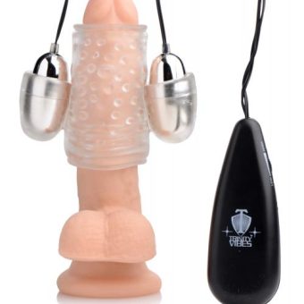 Dual Vibrating Penis Sheath Clear Stroker