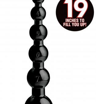 Hosed 19 Inches Graduated Bead Anal Snake Black