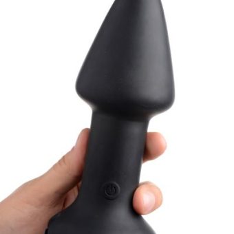 Mega Spade 10X Vibrating XL Silicone Plug Black