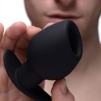 Ass Goblet Silicone Hollow Anal Plug Small Black