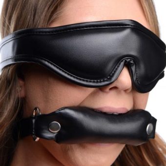 Padded Blindfold And Gag Set Black
