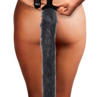 Gray Remote Control Vibrating Fox Tail Anal Plug