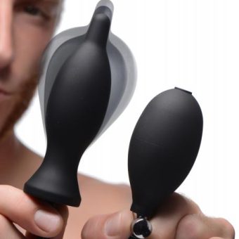 Dark Inflator Silicone Inflatable Anal Plug Black